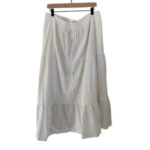 NWT ModCloth White Swiss Dot Tiered Maxi Skirt Boho Cottagecore Size XL